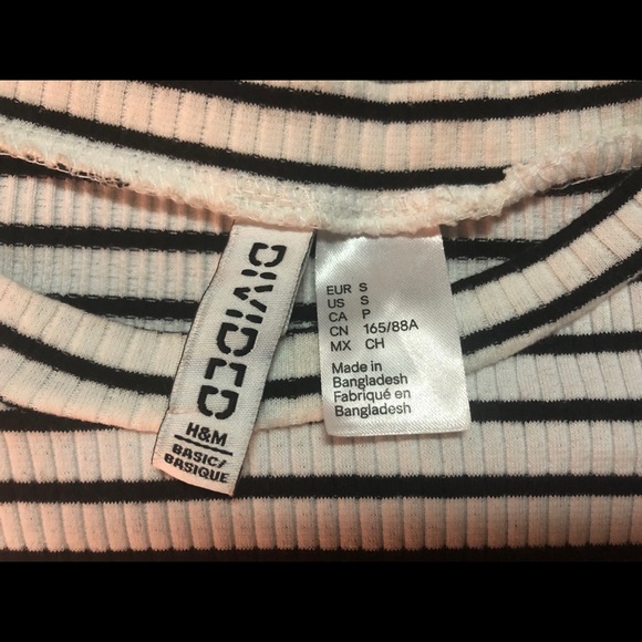 Divided Black and White Striped Crop Top - Picture 6 of 6